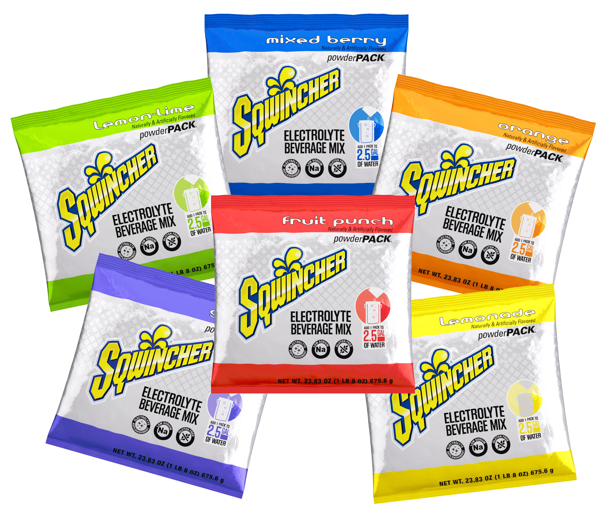 SQWINCHER 2.5 GAL MIX ASSORTED FLAVORS - Powder Packs